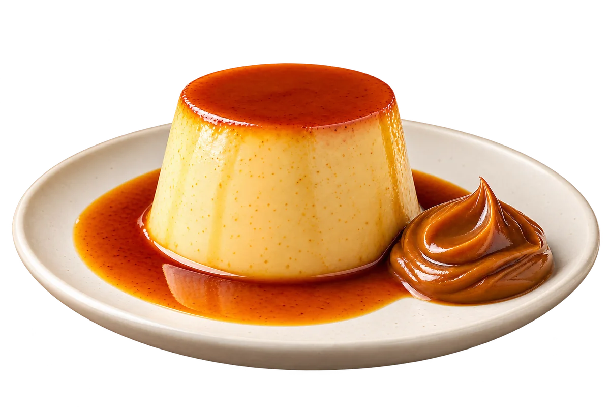 Flan casero con dulce de leche
